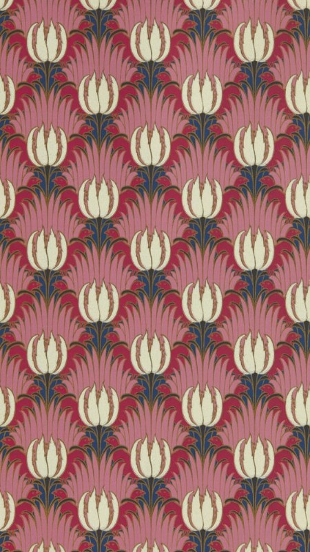 Tulip & Bird Amaranth & Blush - AARC510030 wallpaper Morris & Co
