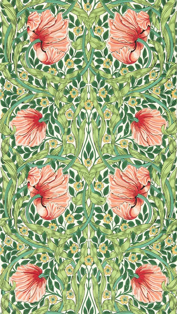 Pimpernel Shamrock/Watermelon - MVOW217332 wallpaper Morris & Co