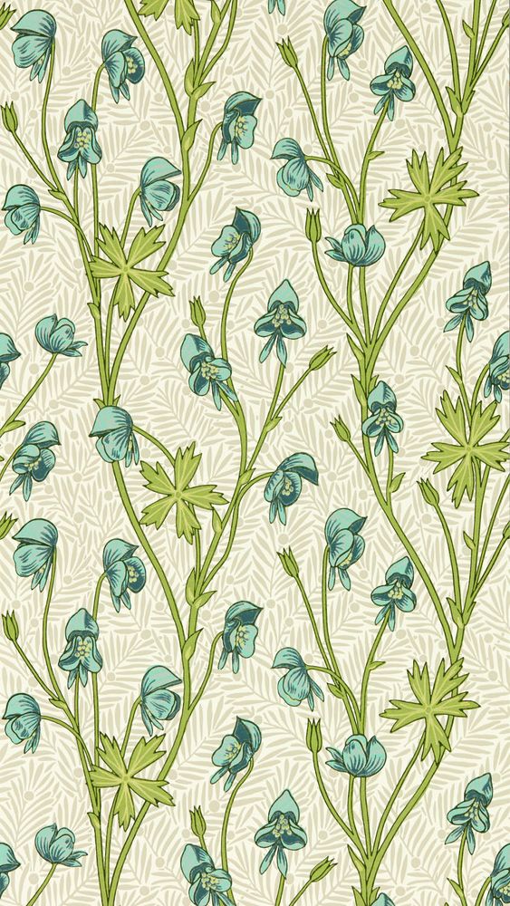 Monkshood Aqua/Peashoot - MVOW217344 wallpaper Morris & Co