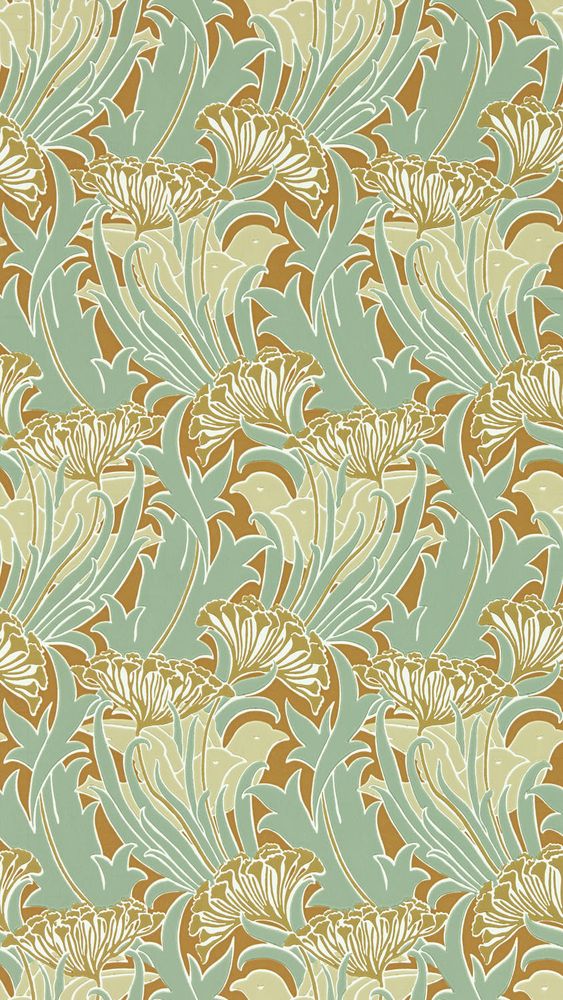 Laceflower Tobacco/Pistachio - MVOW217354 wallpaper Morris & Co