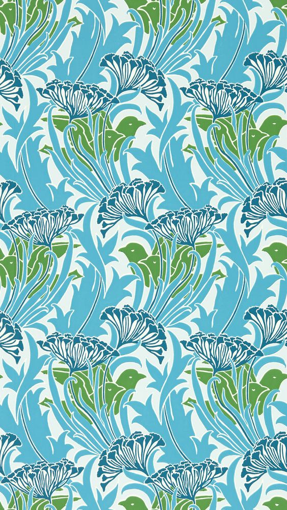 Laceflower Garden Green/Lagoon - MVOW217355 wallpaper Morris & Co