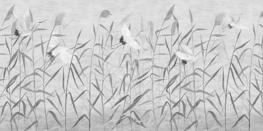 Picture of Fargesammensetning Cranes in Grass III - 08178-01