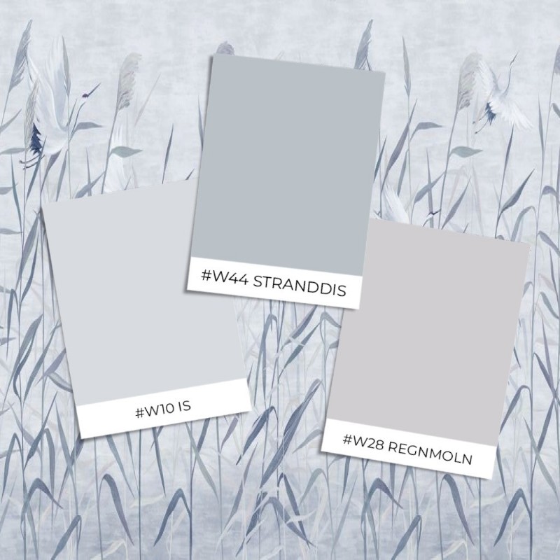 Picture of Farvesammensætning Cranes in Grass I - 08179-01