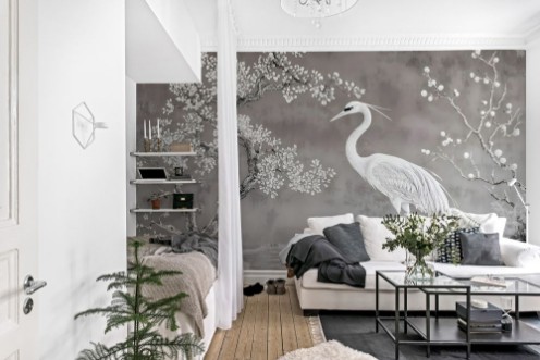 White bird by the lake photowallpaper Wallpassion