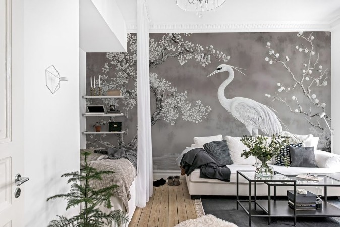 White bird by the lake photowallpaper Wallpassion