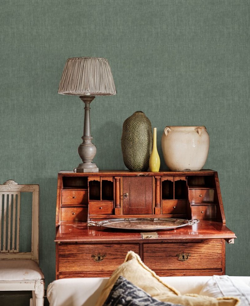 Linen fabric Dark Green - 1036201-05 wallpaper Studio Surface