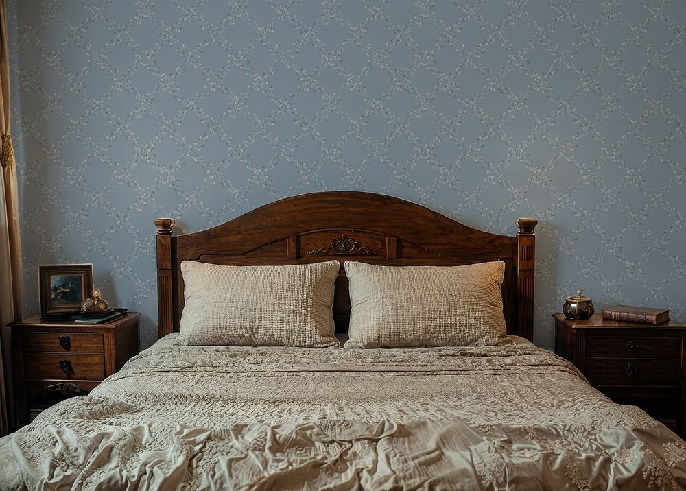 Olivia Trellis Blue - 1037801-02 wallpaper Wallpassion