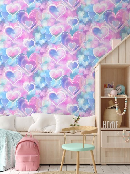 Neon Hearts Pink/Blue - 13785 wallpaper Holden Decor