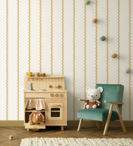 Do the Wiggle Stripe Ochre - 13980 wallpaper Holden Decor