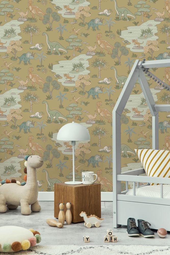 Dino Zoo Ochre - 14011 wallpaper Holden Decor