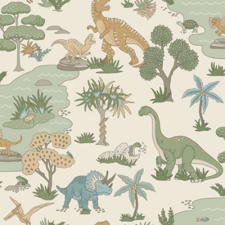 Dino Zoo Cream/Multi - 14012 wallpaper Holden Decor