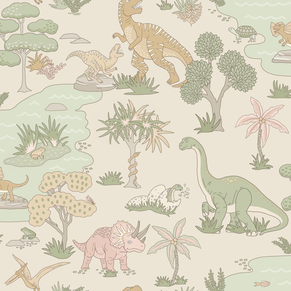 Dino Zoo Pink/Sage - 14013 wallpaper Holden Decor