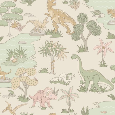 Dino Zoo Pink/Sage - 14013 wallpaper Holden Decor