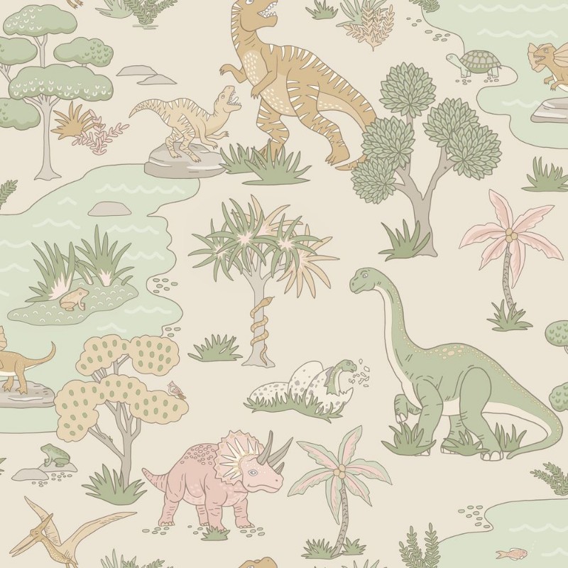 Dino Zoo Pink/Sage - 14013 wallpaper Holden Decor