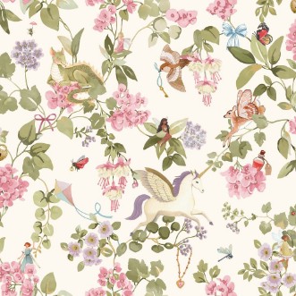 Away with the Fairies Cream/Pink - 14020 wallpaper Holden Decor