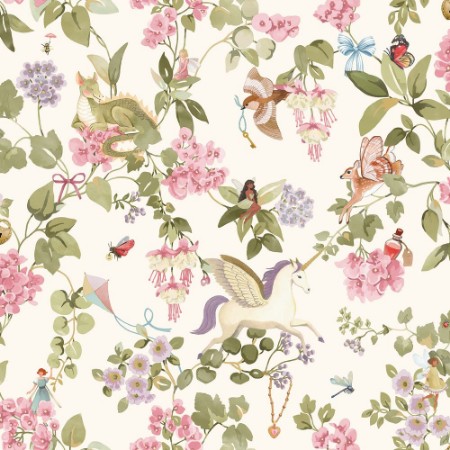 Away with the Fairies Cream/Pink - 14020 wallpaper Holden Decor