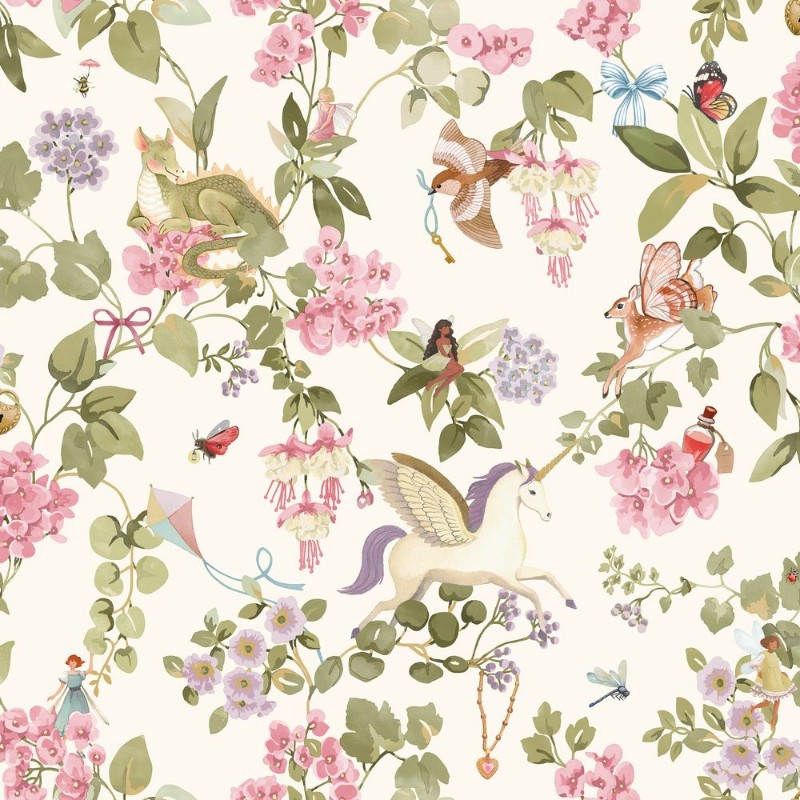 Away with the Fairies Cream/Pink - 14020 wallpaper Holden Decor
