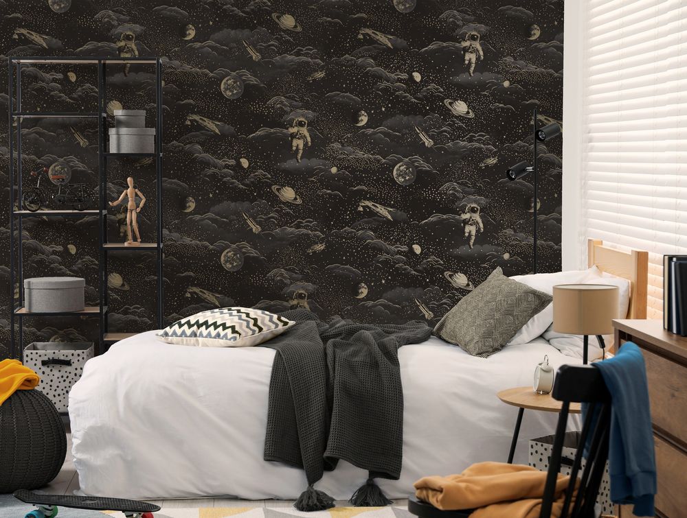 Lost in Space Black/Gold - 14050 wallpaper Holden Decor