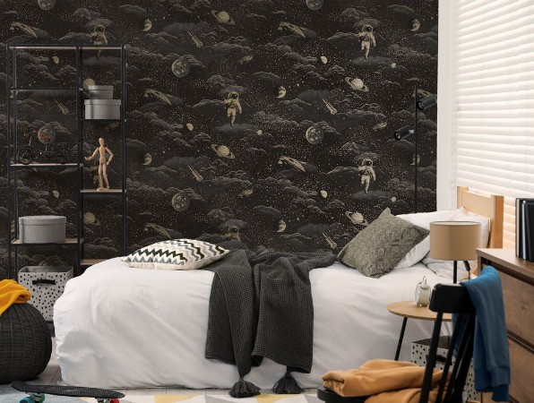 Lost in Space Black/Gold - 14050 wallpaper Holden Decor