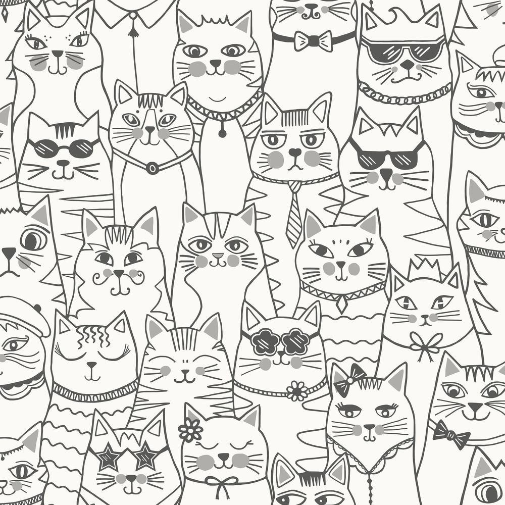Colour-me Cats Black/White - 14070 wallpaper Holden Decor