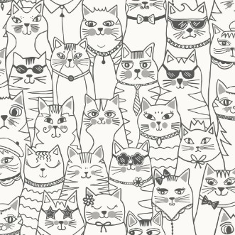 Colour-me Cats Black/White - 14070 wallpaper Holden Decor