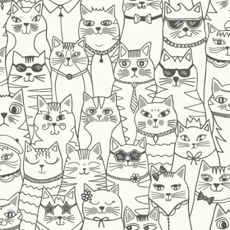 Colour-me Cats Black/White - 14070 wallpaper Holden Decor