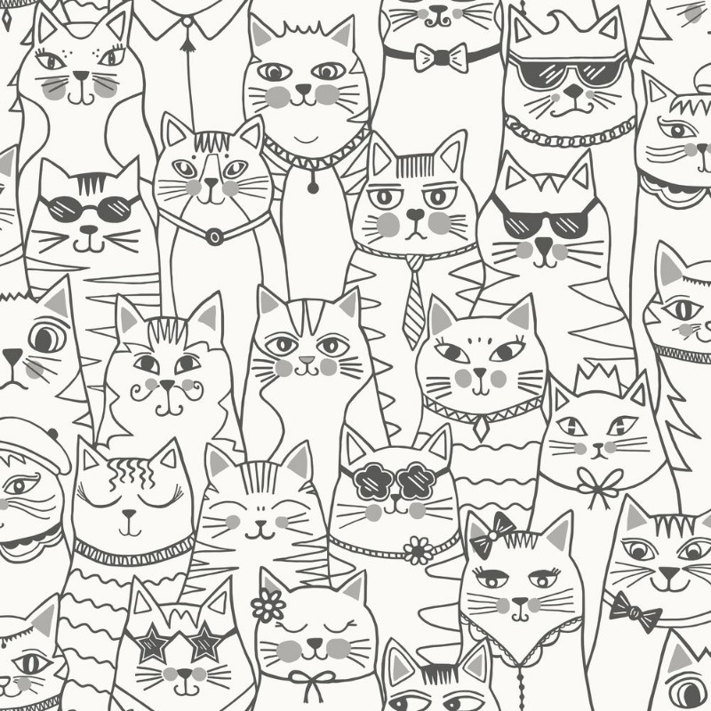 Colour-me Cats Black/White - 14070 wallpaper Holden Decor