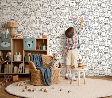 Colour-me Cats Black/White - 14070 wallpaper Holden Decor