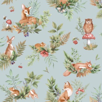 Forest Friends Duck Egg Blue - 14120 wallpaper Holden Decor