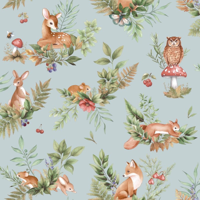 Forest Friends Duck Egg Blue - 14120 wallpaper Holden Decor