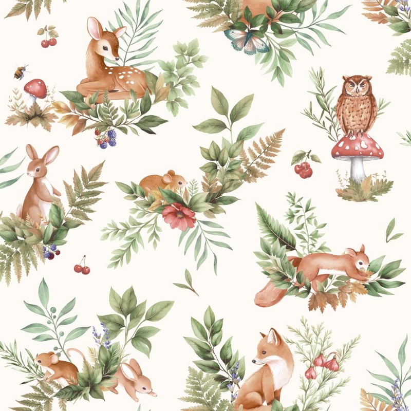 Forest Friends Cream/Multi - 14123 wallpaper Holden Decor