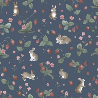 Bunnies & Berries Navy - 14142 wallpaper Holden Decor