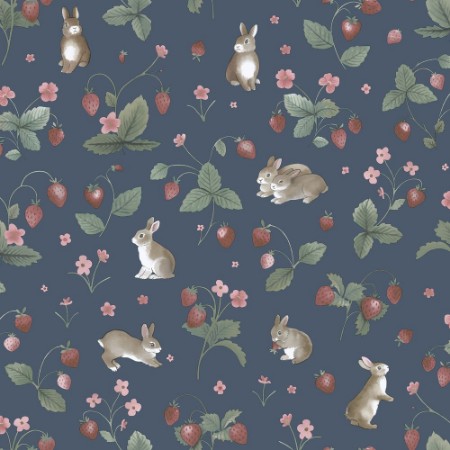 Bunnies & Berries Navy - 14142 wallpaper Holden Decor