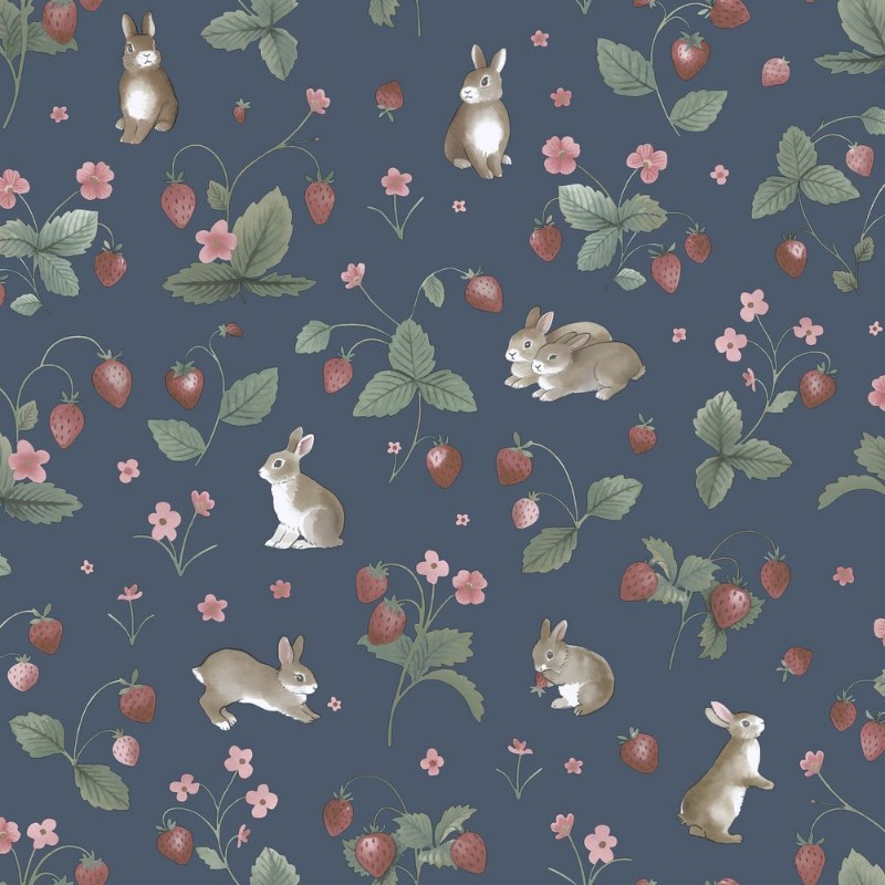 Bunnies & Berries Navy - 14142 wallpaper Holden Decor