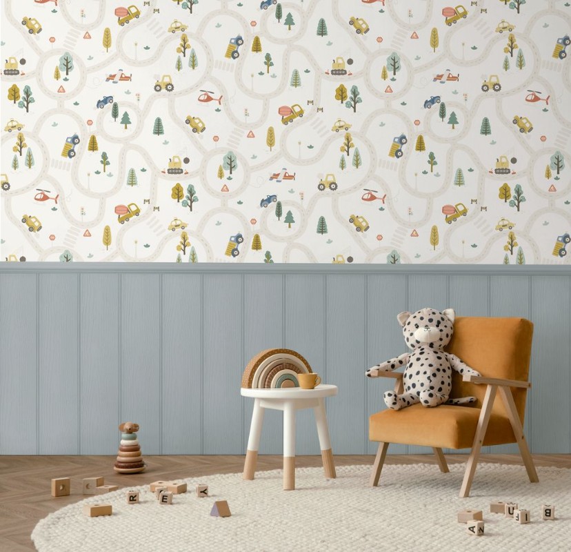 Roundabout Road Cream / Multi - 14080 wallpaper Holden Decor