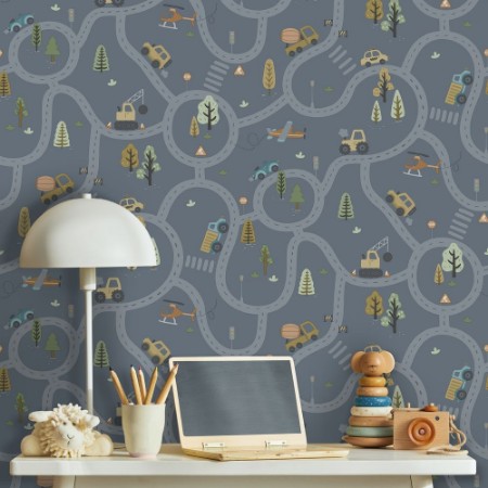 Roundabout Road Denim Blue - 14083 wallpaper Holden Decor