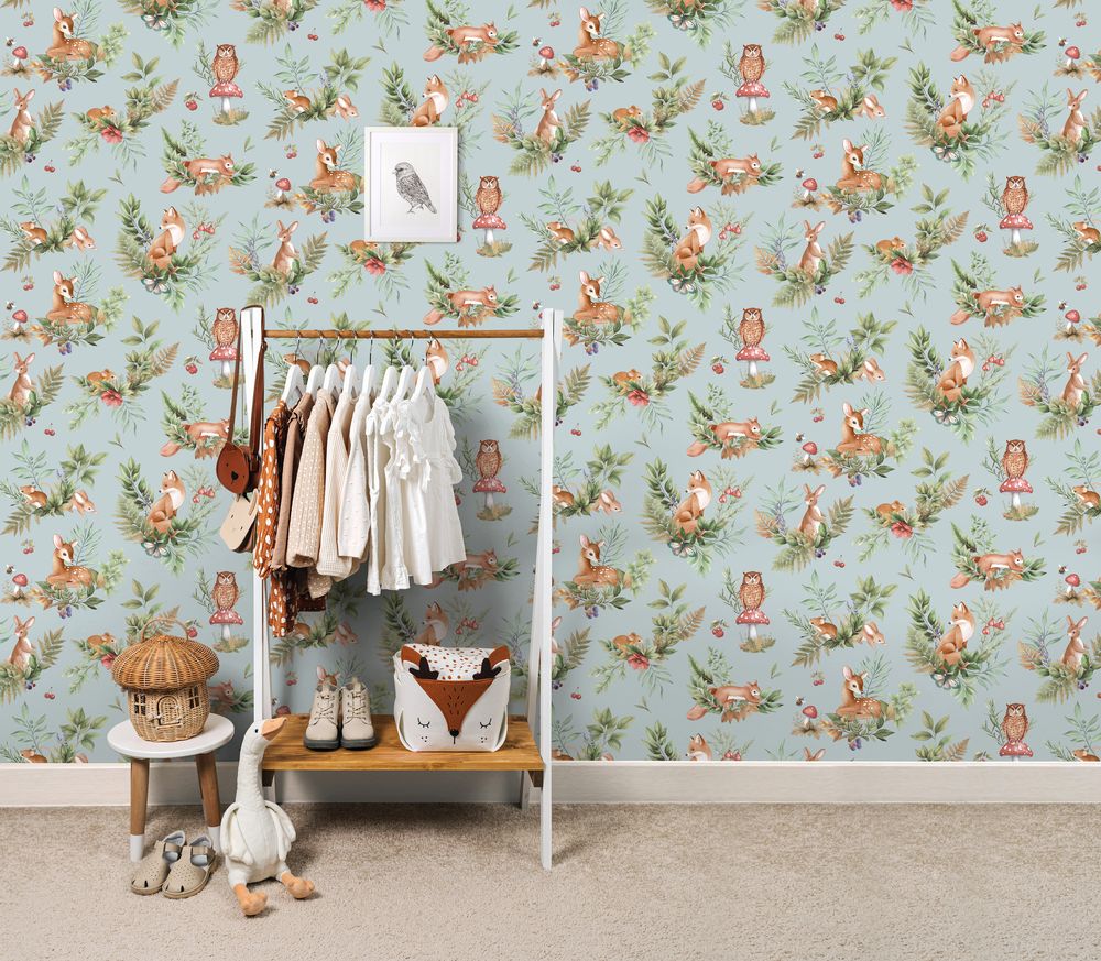 Forest Friends Duck Egg Blue - 14120 wallpaper Holden Decor