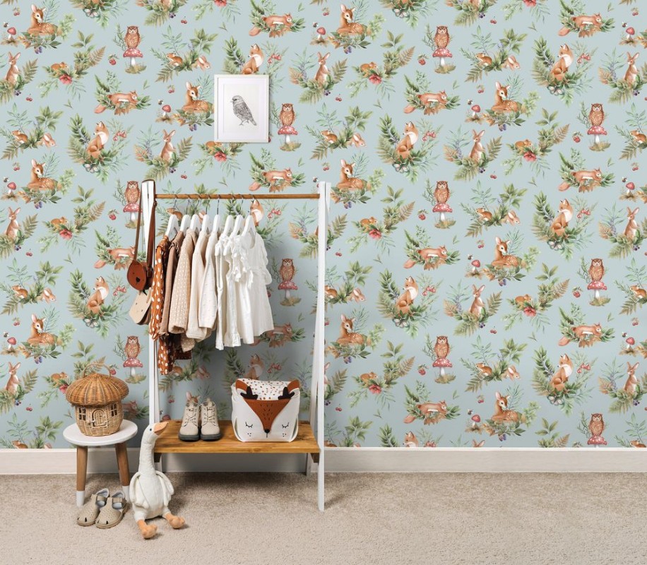 Forest Friends Duck Egg Blue - 14120 wallpaper Holden Decor