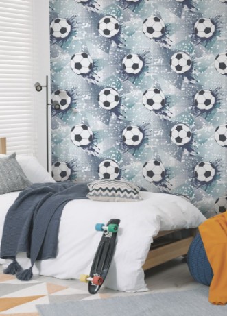 Football Frenzy Navy/Teal - 14093 wallpaper Holden Decor