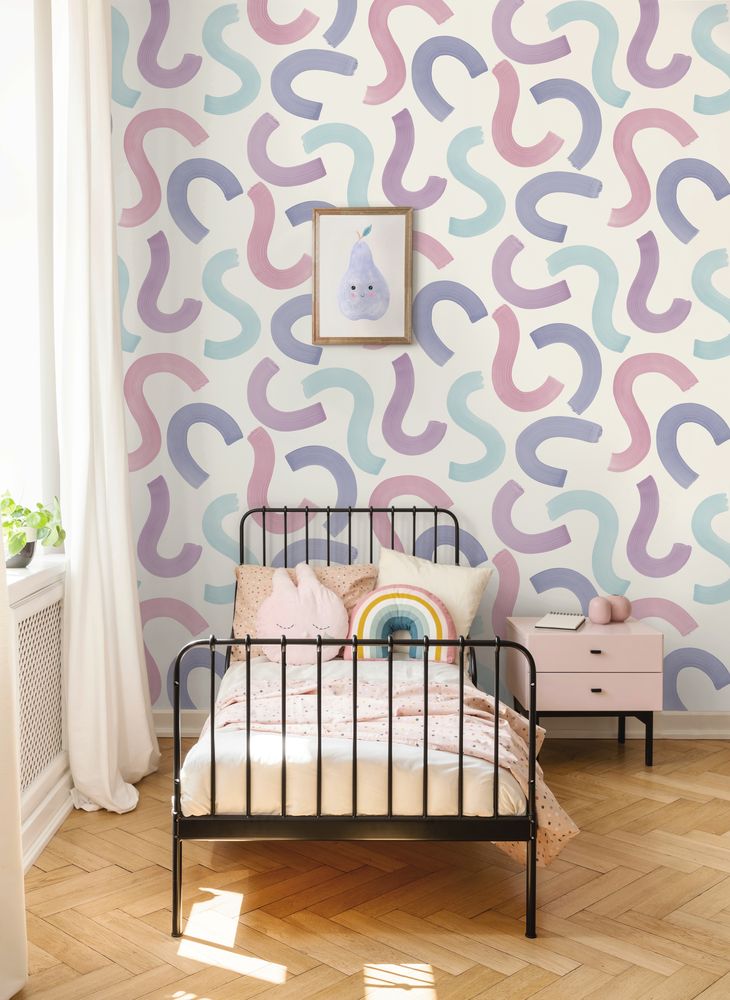 Curly Confetti Aqua/Lilac/Pink - 14110 wallpaper Holden Decor