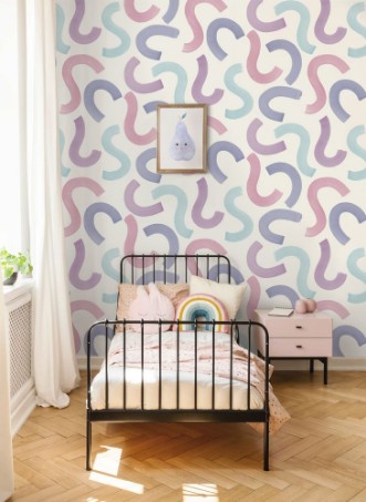 Curly Confetti Aqua/Lilac/Pink - 14110 wallpaper Holden Decor