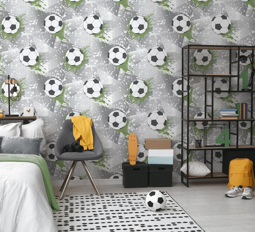 Football Frenzy Grey/Green - 14092 wallpaper Holden Decor