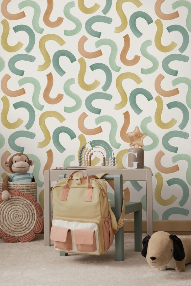 Curly Confetti Teal / Ochre - 14111 wallpaper Holden Decor