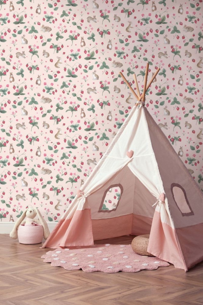 Bunnies & Berries Pink - 14141 wallpaper Holden Decor