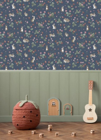 Bunnies & Berries Navy - 14142 wallpaper Holden Decor
