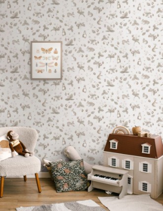 Bunnies & Berries Neutral - 14143 wallpaper Holden Decor