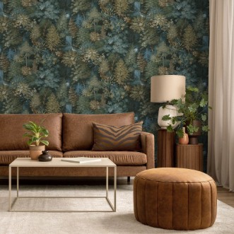 Midnight Woods Teal / Yellow - 14150 wallpaper Holden Decor