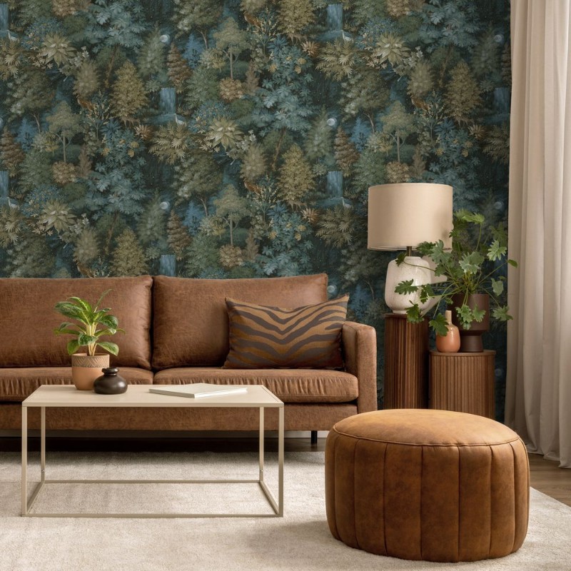 Midnight Woods Teal / Yellow - 14150 wallpaper Holden Decor