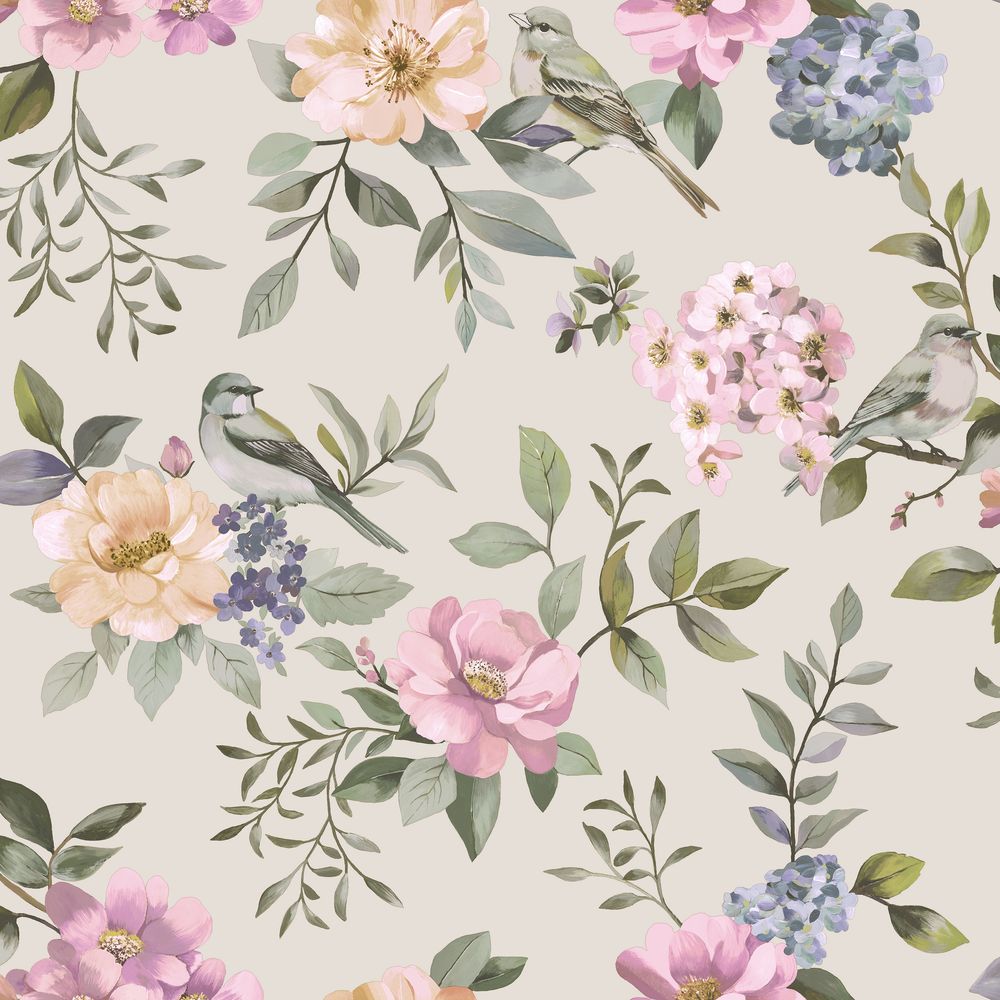The Bird Garden Beige Multi - 14192 wallpaper Holden Decor