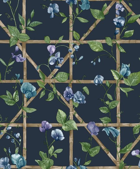 Trailing Floral Trellis Navy - 14202 wallpaper Holden Decor